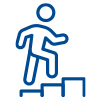 Icon showing a human figure climbing stairs