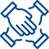 Icon showing four hands on top of eachother
